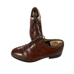 Stacy Adams 80's Vintage Mens Size 10 M Brown Leather Cap Toe Dress Shoes